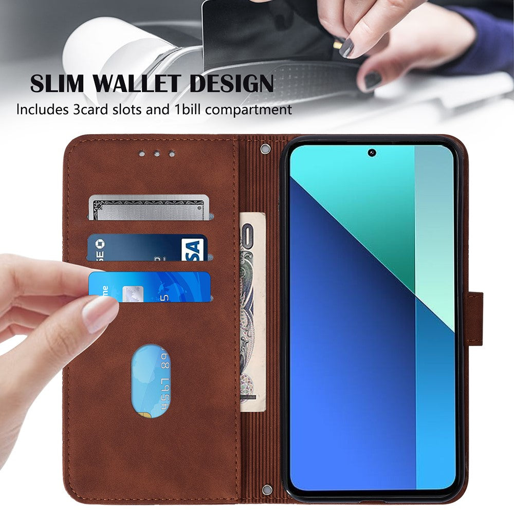 For Xiaomi Redmi Note 13 4G Leather Case with Shoulder Strap Wallet Stand Phone Cover