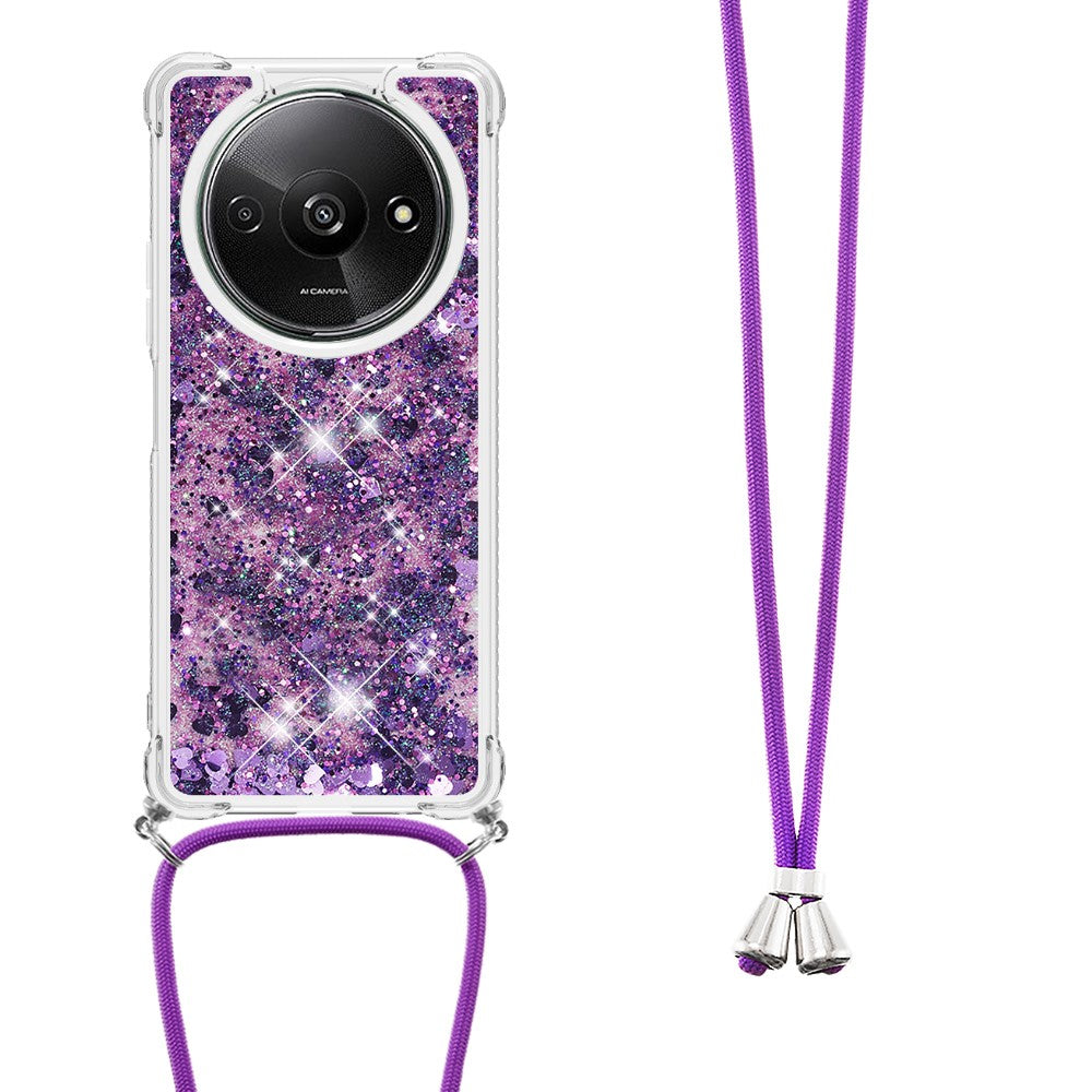 For Xiaomi Redmi A3 / Poco C61 4G TPU Case Quicksand Design Phone Cover with Lanyard