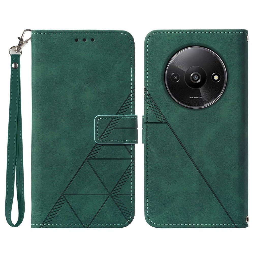 For Xiaomi Redmi A3 4G / Poco C61 4G Leather Case with Hand Strap Wallet Stand Phone Cover