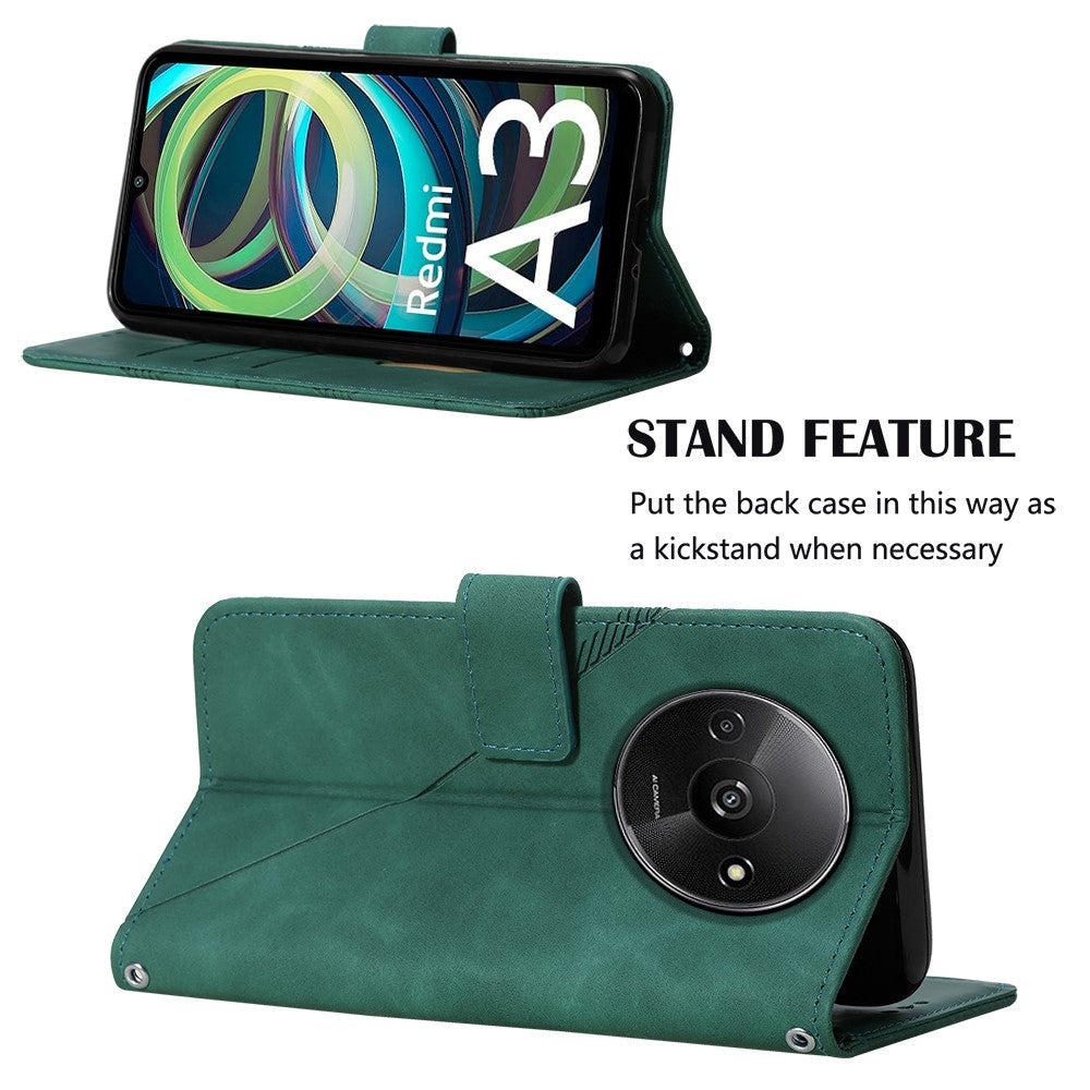 For Xiaomi Redmi A3 4G / Poco C61 4G Leather Case with Hand Strap Wallet Stand Phone Cover