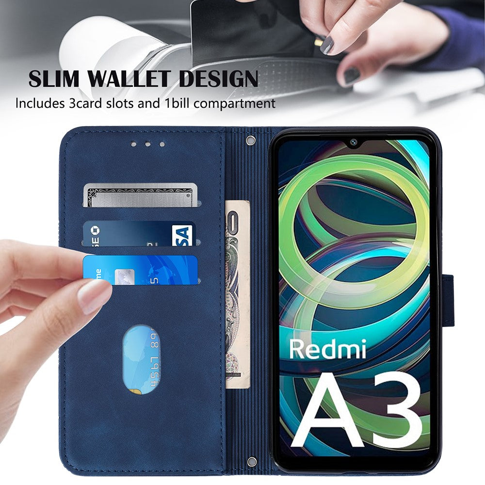 For Xiaomi Redmi A3 4G / Poco C61 4G Leather Case with Hand Strap Wallet Stand Phone Cover