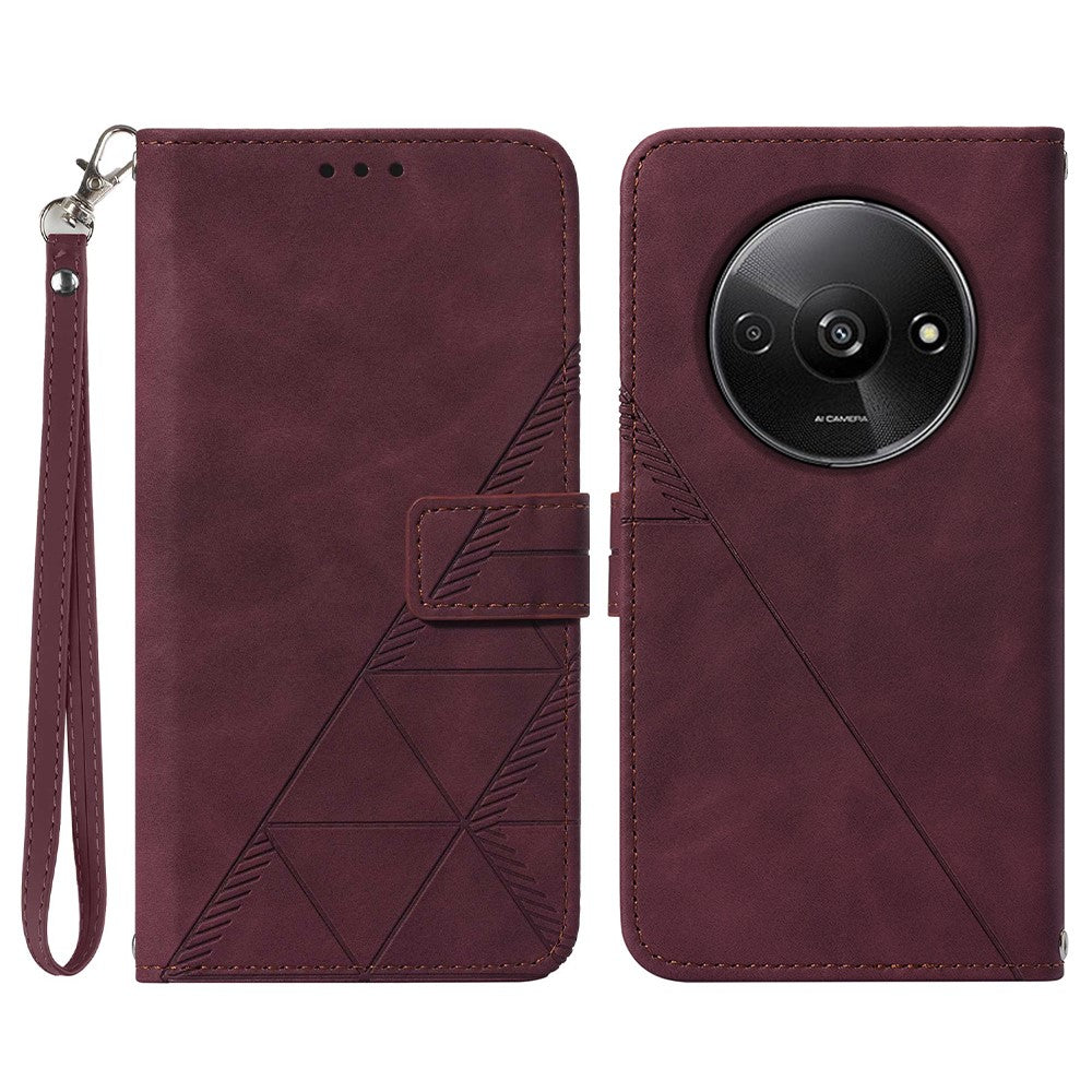 For Xiaomi Redmi A3 4G / Poco C61 4G Leather Case with Hand Strap Wallet Stand Phone Cover
