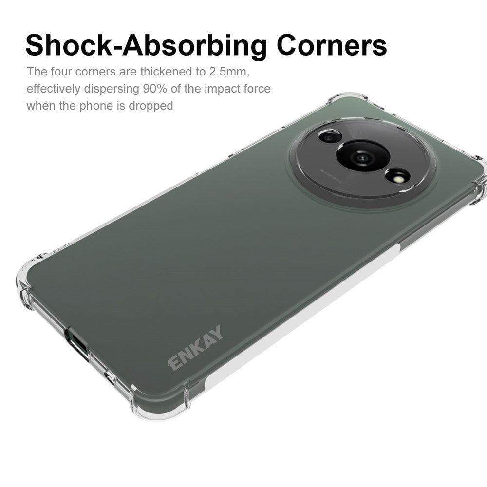 ENKAY HAT PRINCE TPU-etui til Xiaomi Redmi A3 4G / Poco C61 4G, skridsikkert og stødabsorberende, gennemsigtigt mobiltelefonetui