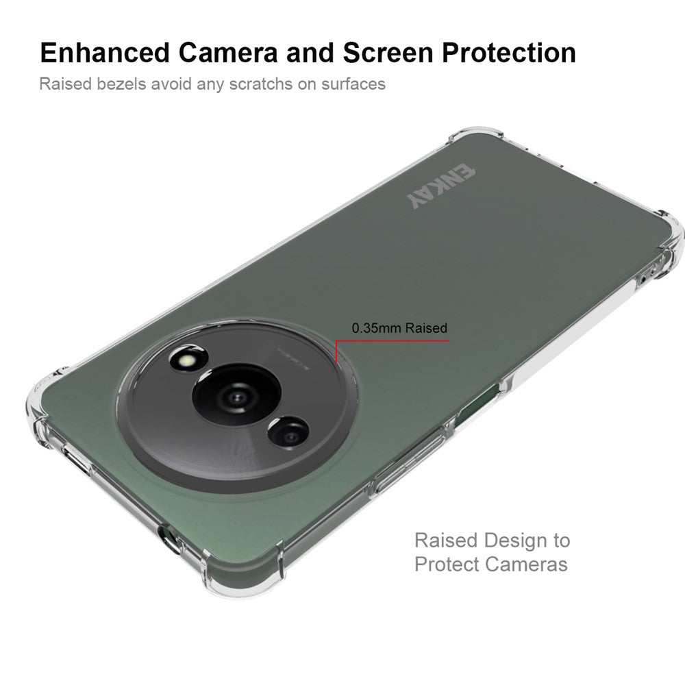 ENKAY HAT PRINCE TPU-etui til Xiaomi Redmi A3 4G / Poco C61 4G, skridsikkert og stødabsorberende, gennemsigtigt mobiltelefonetui