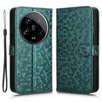 For Xiaomi 14 Ultra Case Dots Imprinted PU Leather Wallet Stand Phone Cover