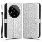 For Xiaomi 14 Ultra Case Dots Imprinted PU Leather Wallet Stand Phone Cover