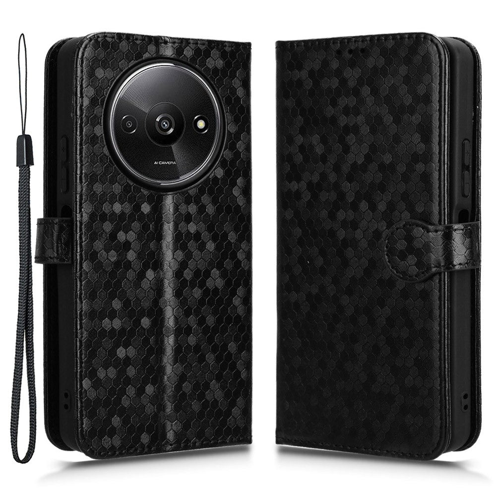 For Xiaomi Redmi A3 / Poco C61 4G Case Dots Imprinted PU Leather Viewing Stand Phone Cover
