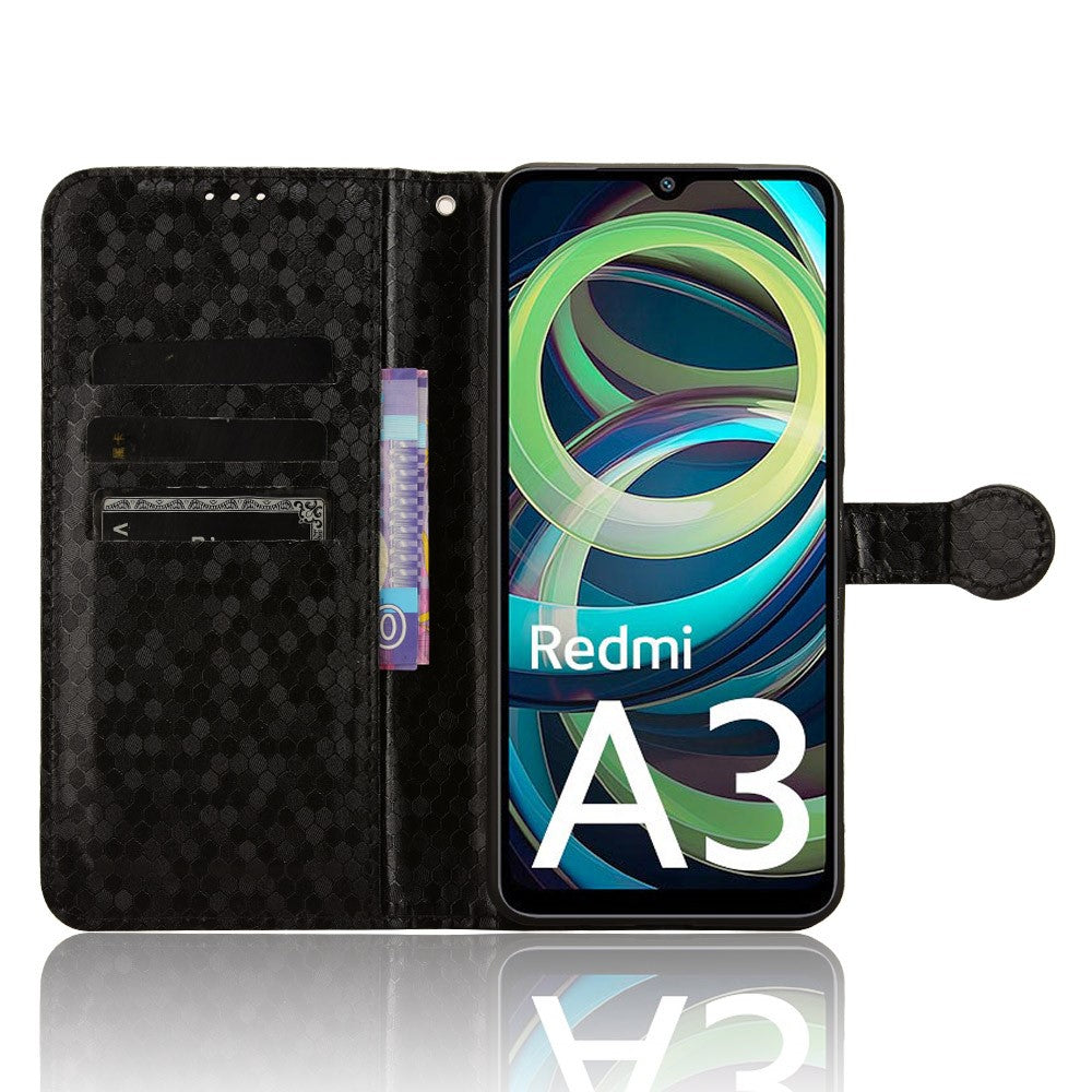 For Xiaomi Redmi A3 / Poco C61 4G Case Dots Imprinted PU Leather Viewing Stand Phone Cover