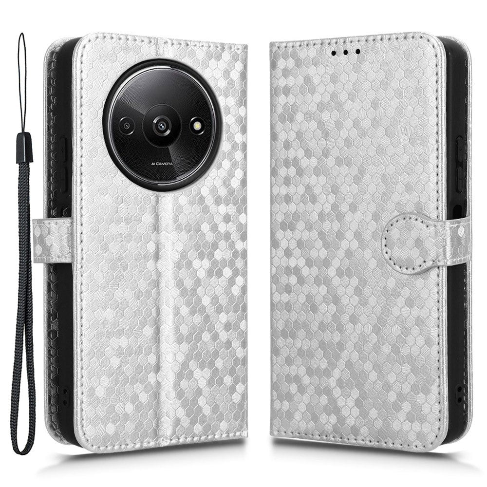 For Xiaomi Redmi A3 / Poco C61 4G Case Dots Imprinted PU Leather Viewing Stand Phone Cover