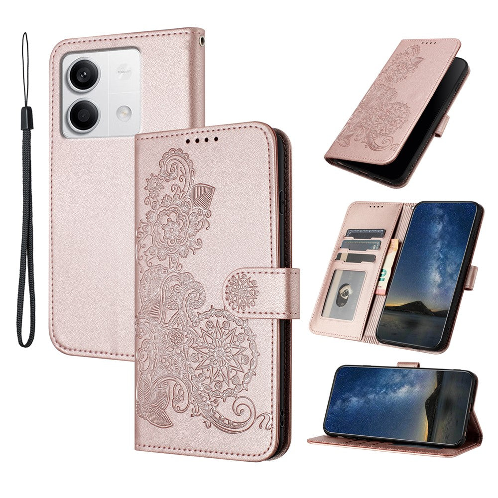 For Xiaomi Redmi Note 13 4G Phone Cases Mandala Flower Leather Wallet Mobile Cover with Strap