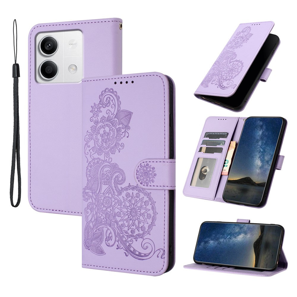 For Xiaomi Redmi Note 13 4G Phone Cases Mandala Flower Leather Wallet Mobile Cover with Strap