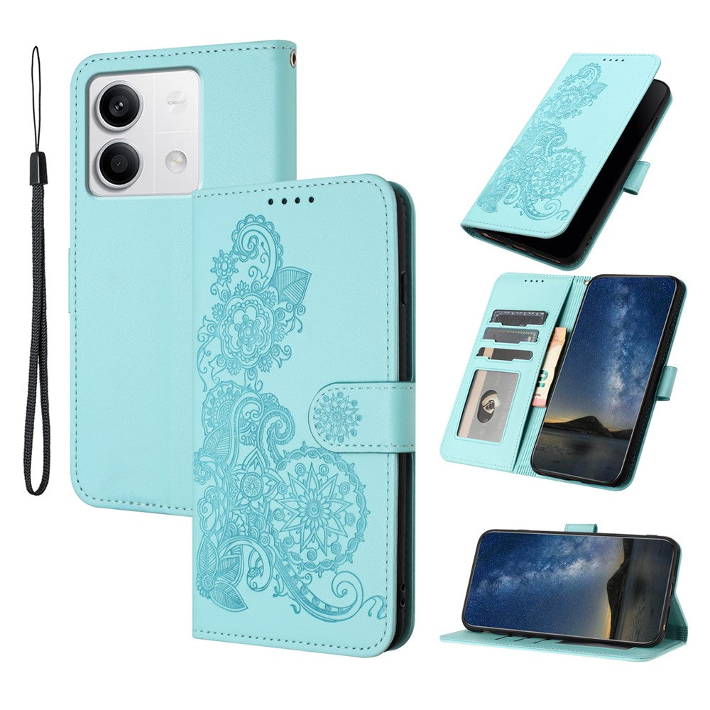 For Xiaomi Redmi Note 13 4G Phone Cases Mandala Flower Leather Wallet Mobile Cover with Strap