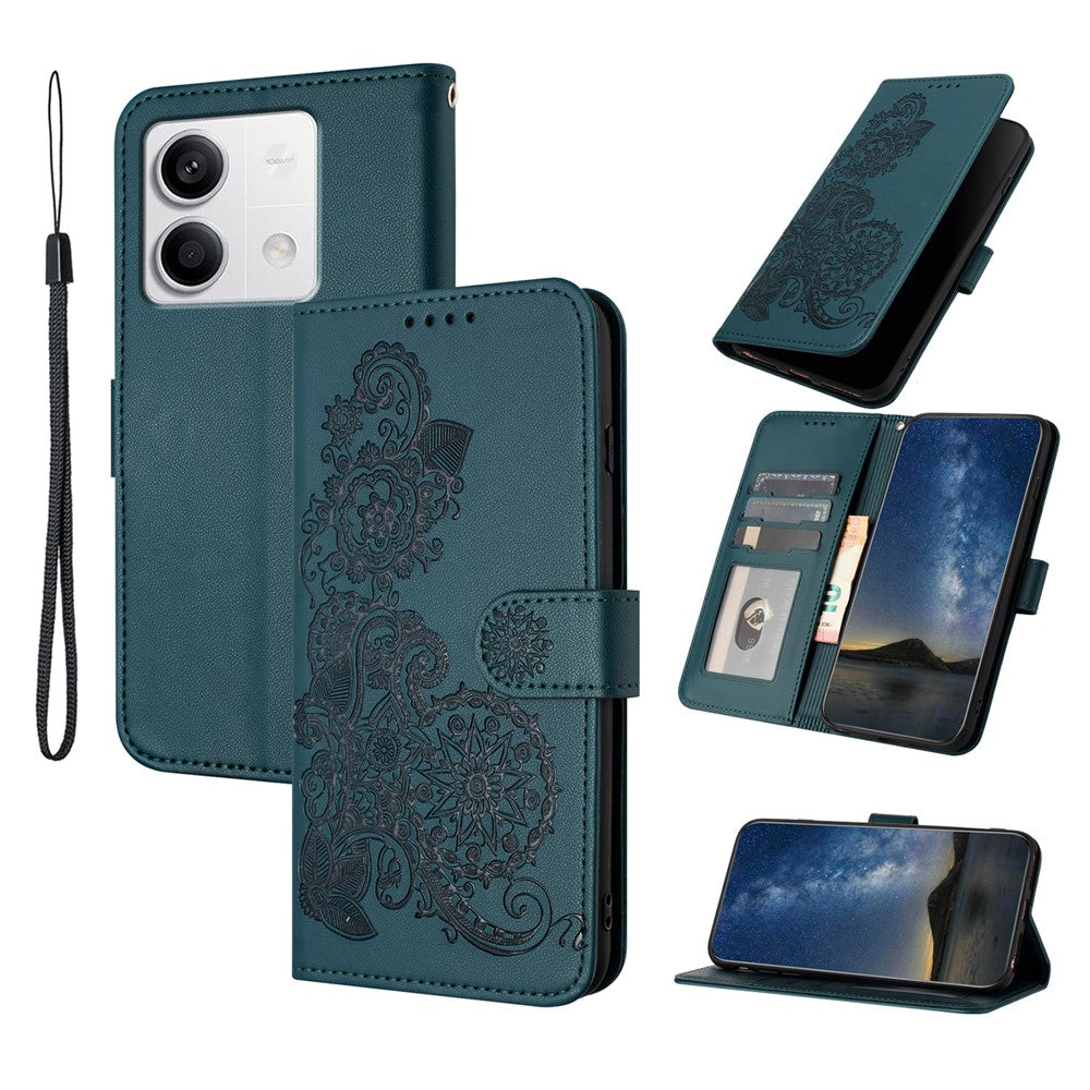 For Xiaomi Redmi Note 13 4G Phone Cases Mandala Flower Leather Wallet Mobile Cover with Strap