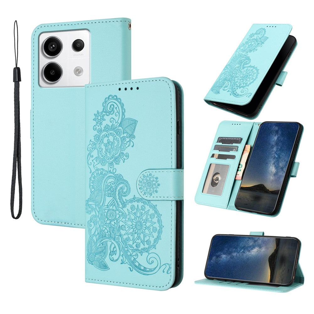 For Xiaomi Redmi Note 13 Pro 5G / Poco X6 5G Phone Cases Mandala Flower Leather Wallet Mobile Cover with Strap