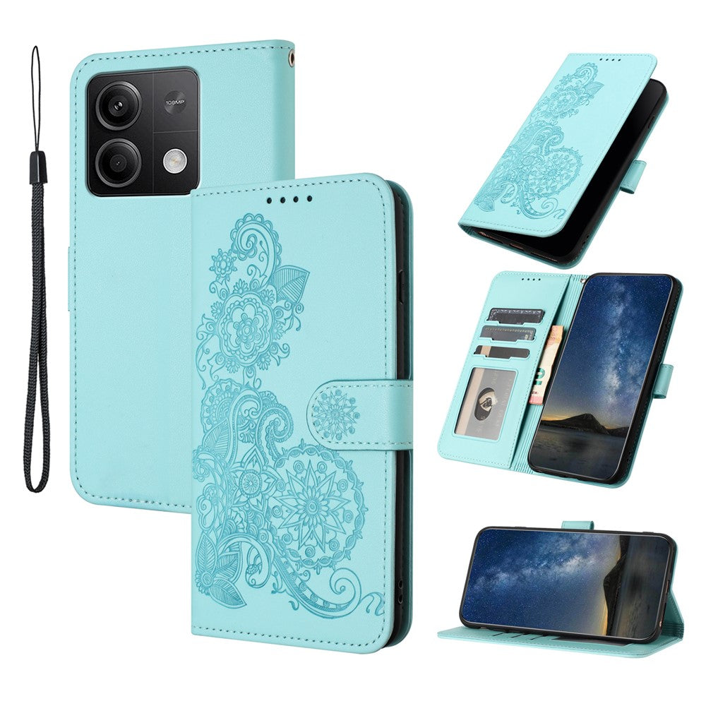 For Xiaomi Redmi Note 13 5G Phone Cases Mandala Flower Leather Wallet Mobile Cover with Strap