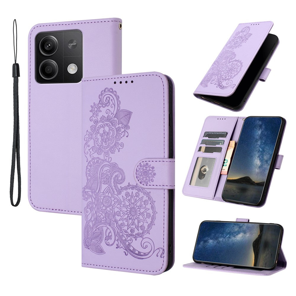 For Xiaomi Redmi Note 13 5G Phone Cases Mandala Flower Leather Wallet Mobile Cover with Strap
