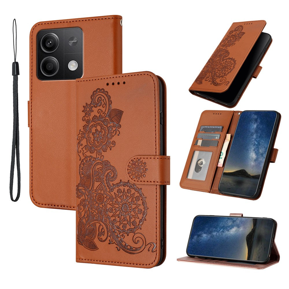For Xiaomi Redmi Note 13 5G Phone Cases Mandala Flower Leather Wallet Mobile Cover with Strap