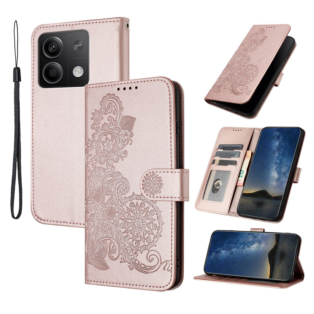 For Xiaomi Redmi Note 13 5G Phone Cases Mandala Flower Leather Wallet Mobile Cover with Strap