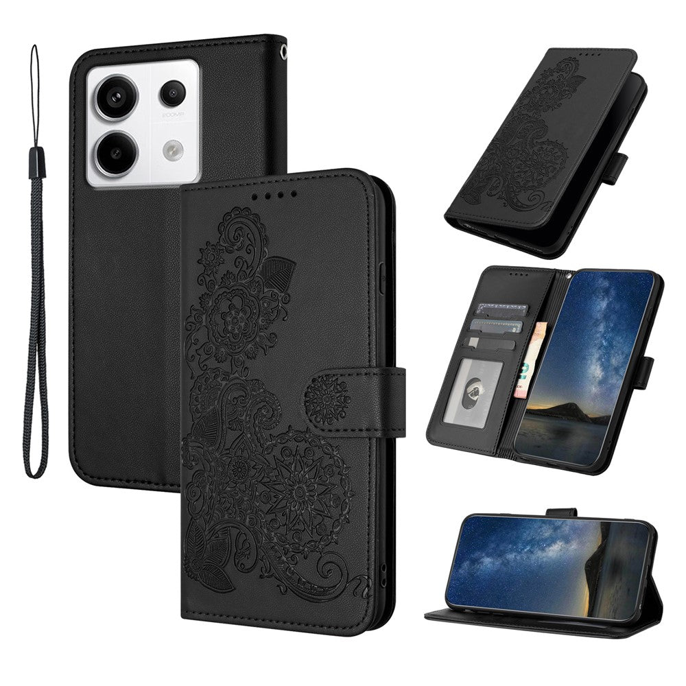 For Xiaomi Redmi Note 13 Pro 4G / Poco M6 Pro 4G Phone Cases Mandala Flower Leather Wallet Mobile Cover with Strap