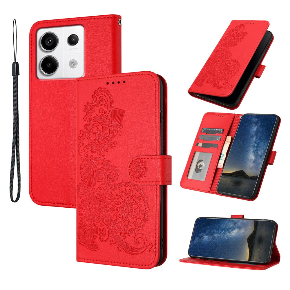For Xiaomi Redmi Note 13 Pro 4G / Poco M6 Pro 4G Phone Cases Mandala Flower Leather Wallet Mobile Cover with Strap