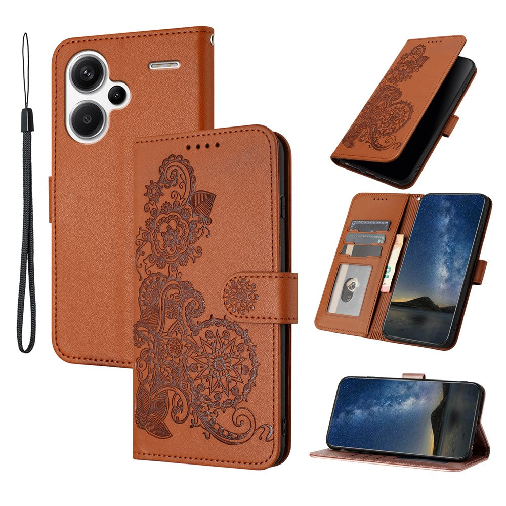 For Xiaomi Redmi Note 13 Pro+ 5G Phone Cases Mandala Flower Leather Wallet Mobile Cover with Strap