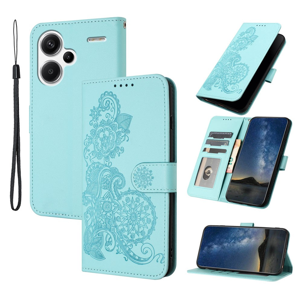 For Xiaomi Redmi Note 13 Pro+ 5G Phone Cases Mandala Flower Leather Wallet Mobile Cover with Strap