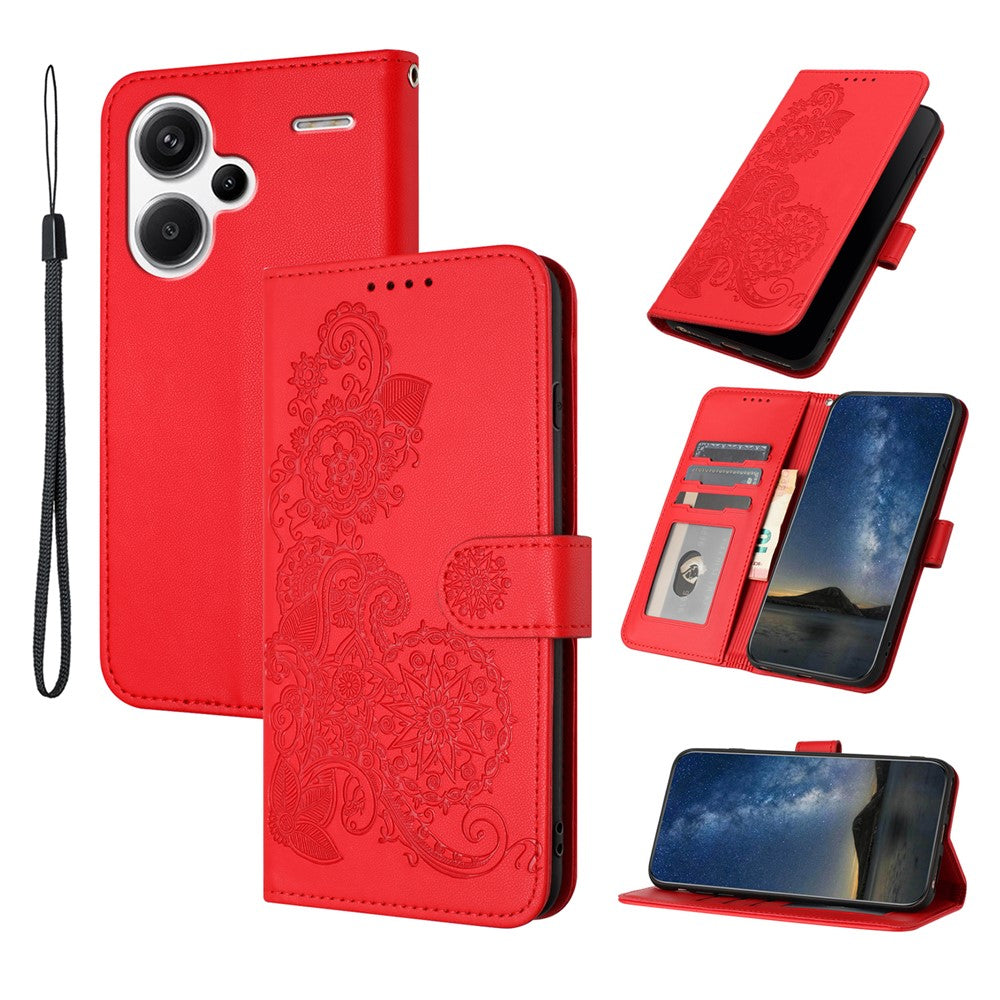 For Xiaomi Redmi Note 13 Pro+ 5G Phone Cases Mandala Flower Leather Wallet Mobile Cover with Strap