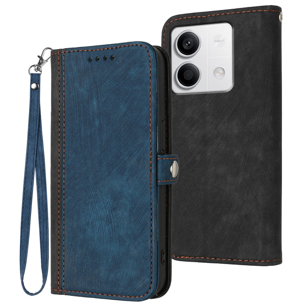 YX0020 For Xiaomi Redmi Note 13 4G Case PU Leather Stand Card Slots Phone Cover with Wrist Strap