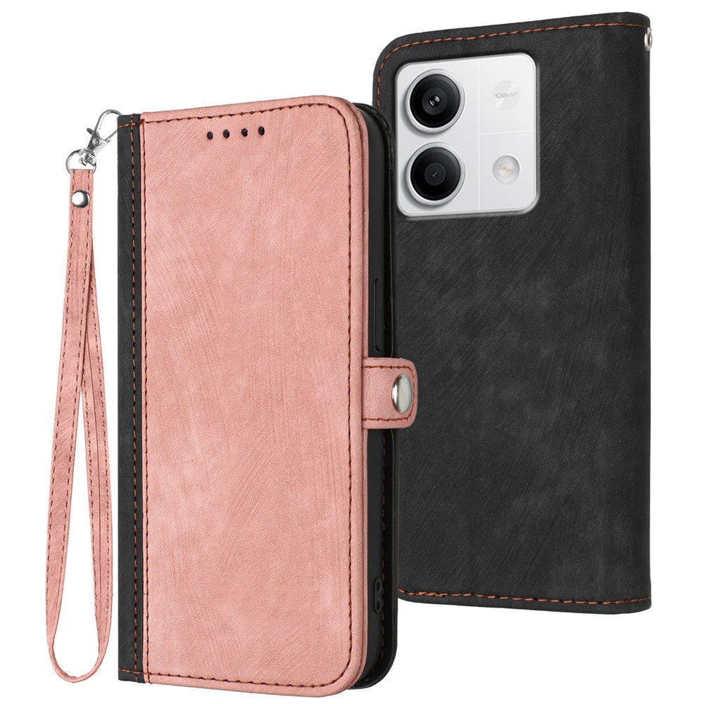 YX0020 For Xiaomi Redmi Note 13 4G Case PU Leather Stand Card Slots Phone Cover with Wrist Strap