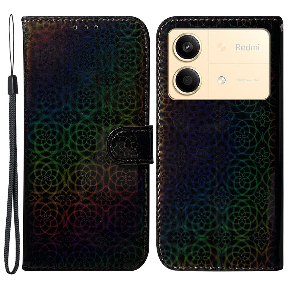 For Xiaomi Redmi Note 13R Pro 5G PU Leather Phone Case Dazzling Flower Pattern Mobile Phone Cover
