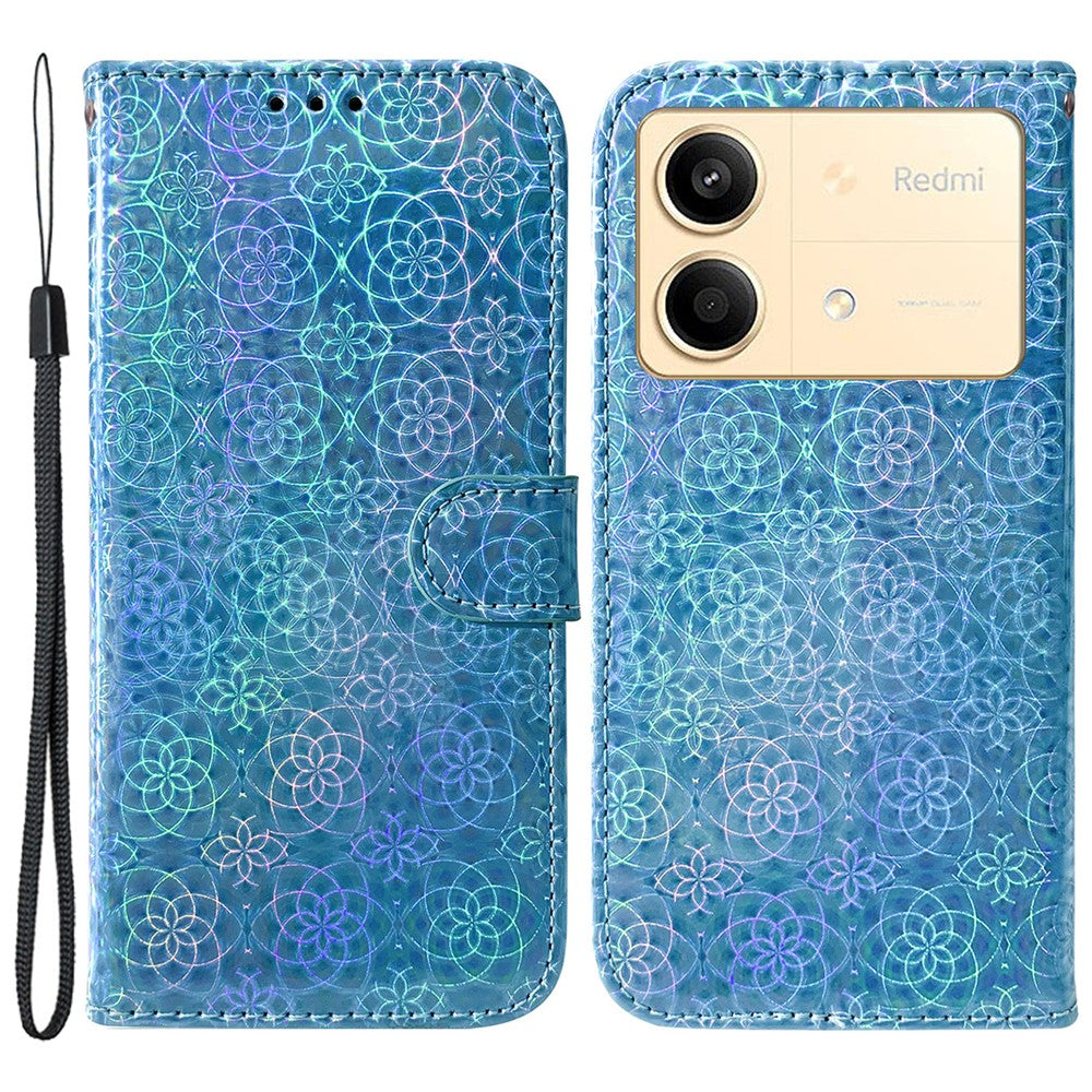 For Xiaomi Redmi Note 13R Pro 5G PU Leather Phone Case Dazzling Flower Pattern Mobile Phone Cover