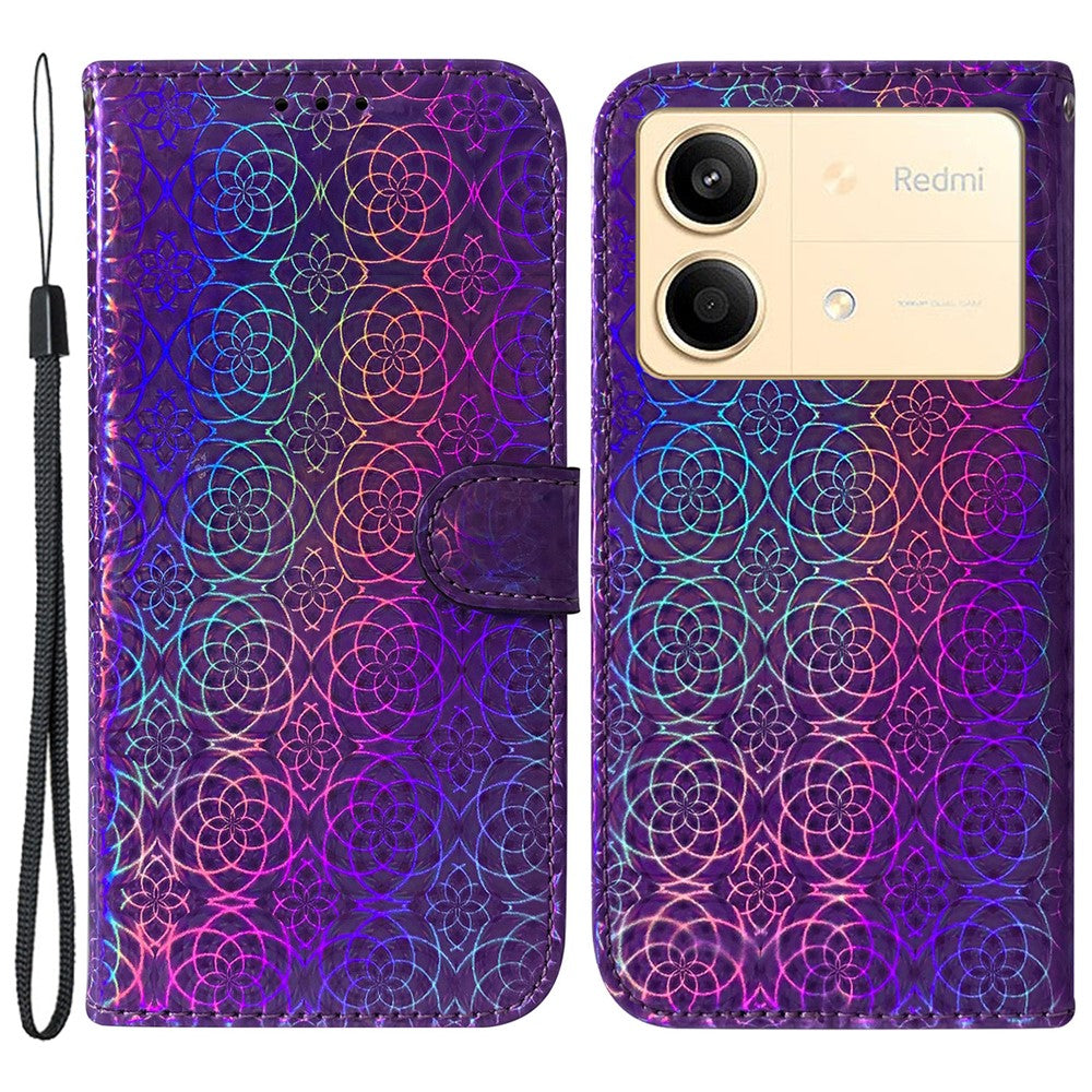 For Xiaomi Redmi Note 13R Pro 5G PU Leather Phone Case Dazzling Flower Pattern Mobile Phone Cover