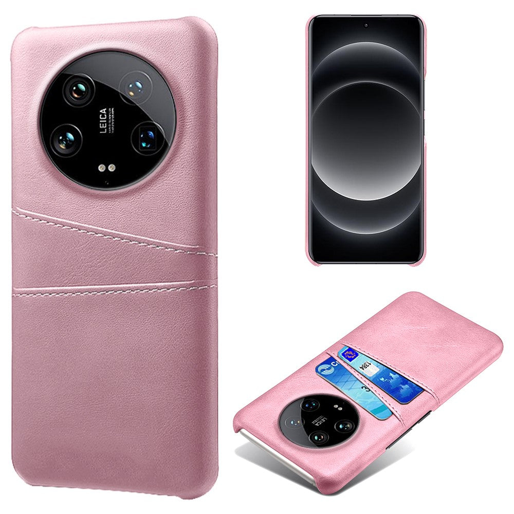 For Xiaomi 14 Ultra Mobile Phone Case PU Leather Coated PC Cover with 2 Card Slots