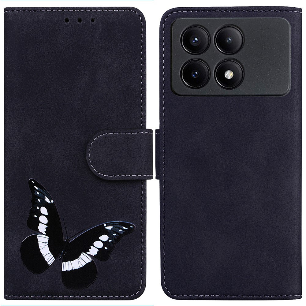 For Xiaomi Poco X6 Pro 5G / Redmi K70E 5G Anti-Scratch Phone Case Butterfly Printing Leather Flip Cover