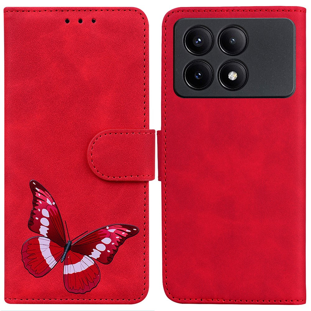 For Xiaomi Poco X6 Pro 5G / Redmi K70E 5G Anti-Scratch Phone Case Butterfly Printing Leather Flip Cover