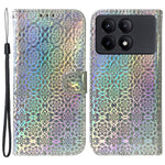 For Xiaomi Redmi K70E 5G / Poco X6 Pro 5G PU Leather Phone Cover Shockproof Dazzling Flower Pattern Case