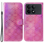 For Xiaomi Redmi K70E 5G / Poco X6 Pro 5G PU Leather Phone Cover Shockproof Dazzling Flower Pattern Case
