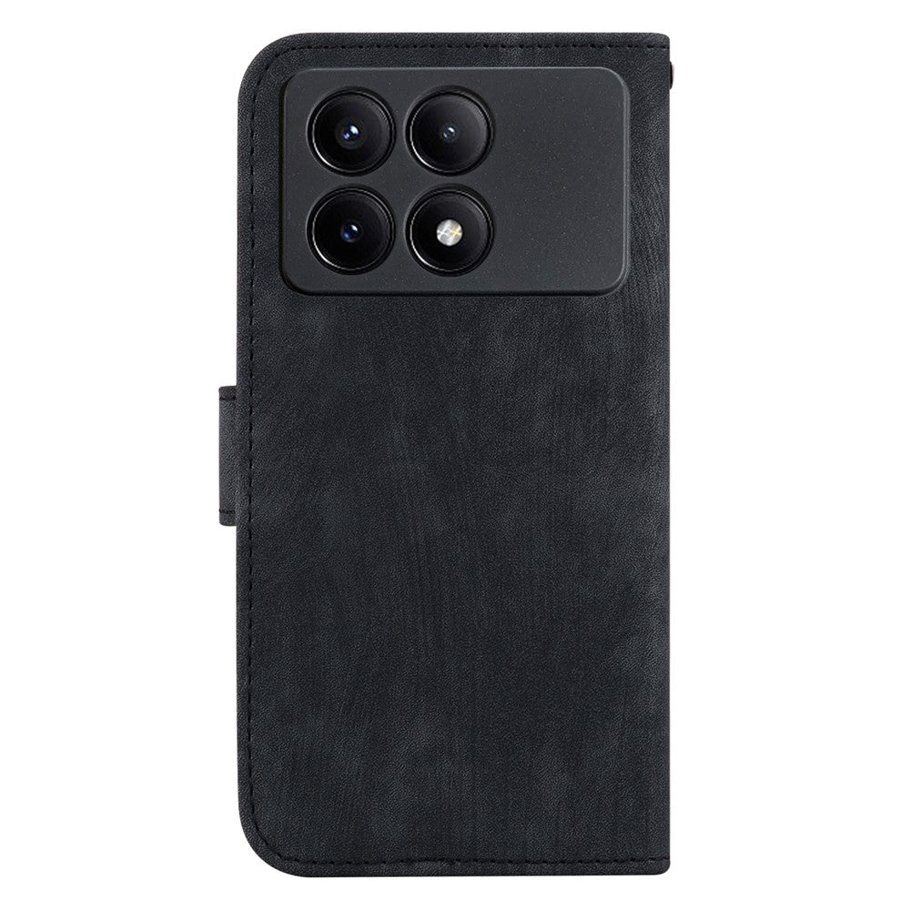 For Xiaomi Redmi K70E 5G / Poco X6 Pro 5G Leather Cover Tiger Imprint Phone Cover with Hand Strap