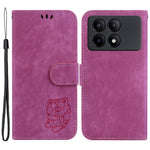 For Xiaomi Redmi K70E 5G / Poco X6 Pro 5G Leather Cover Tiger Imprint Phone Cover with Hand Strap