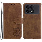 For Xiaomi Redmi K70E 5G / Poco X6 Pro 5G Leather Cover Tiger Imprint Phone Cover with Hand Strap