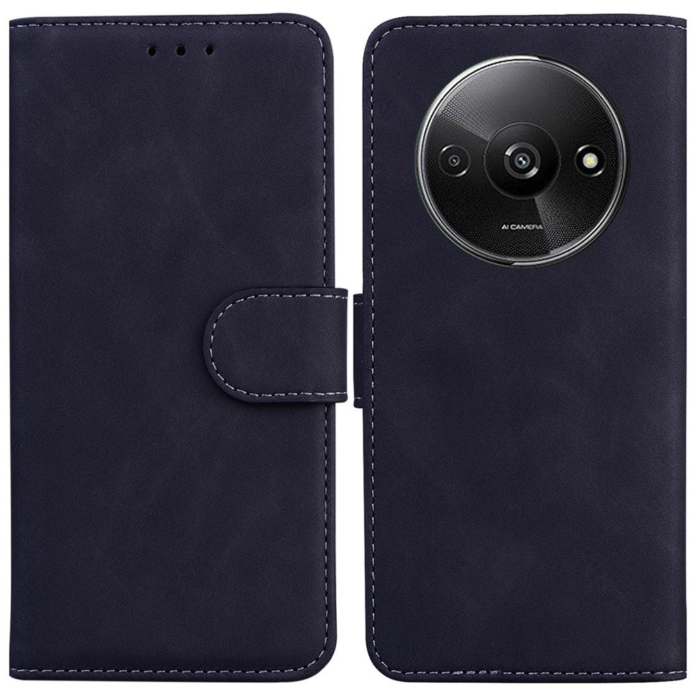 For Xiaomi Redmi A3 / Poco C61 4G Cell Phone Case PU Leather Drop-proof Cover Pure Color Phone Stand