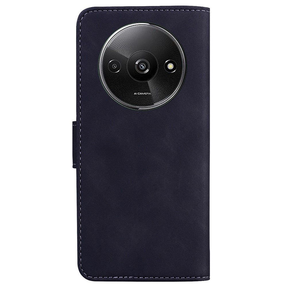 For Xiaomi Redmi A3 / Poco C61 4G Cell Phone Case PU Leather Drop-proof Cover Pure Color Phone Stand