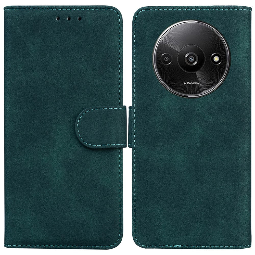 For Xiaomi Redmi A3 / Poco C61 4G Cell Phone Case PU Leather Drop-proof Cover Pure Color Phone Stand