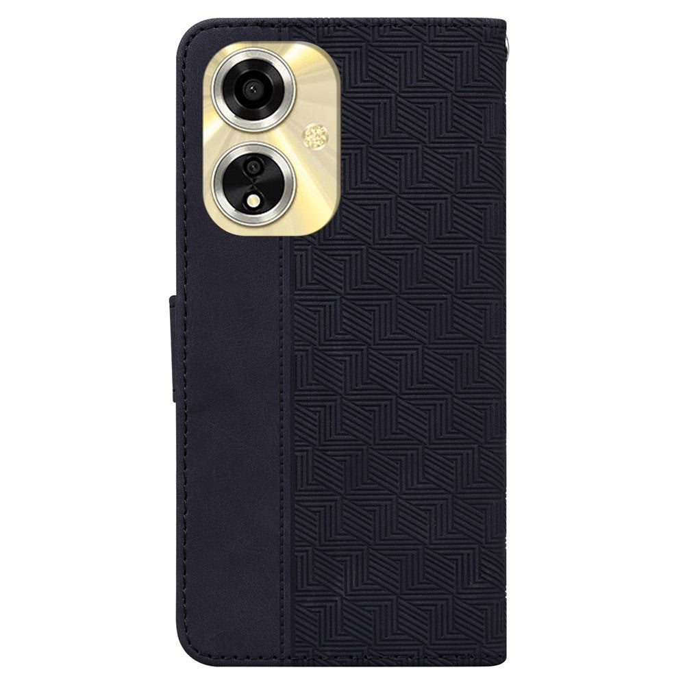 For Oppo A59 5G / A2m 5G Case Geometry Imprinted Leather Phone Cover with Wallet