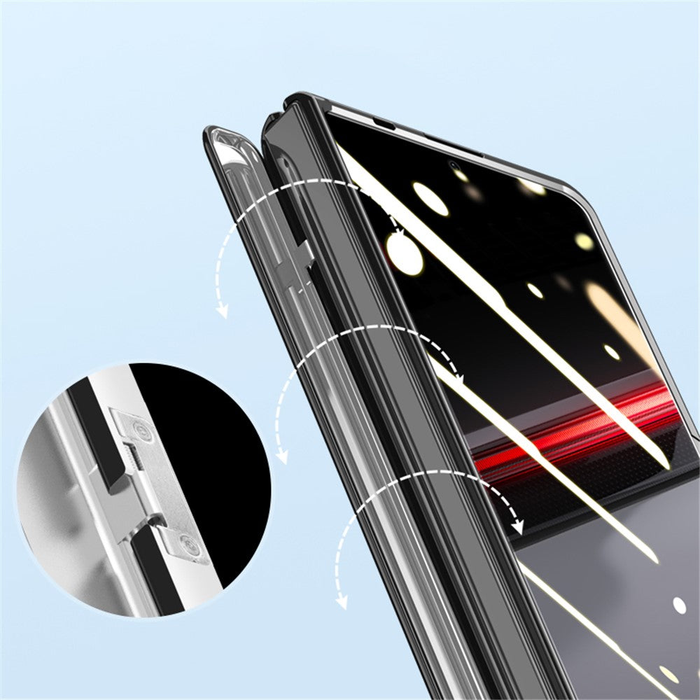 For Honor Magic V2 RSR Porsche Design Case Clear PC+Acrylic Kickstand Phone Cover with Anti-Spy Screen Protector
