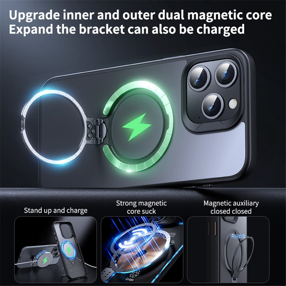 For iPhone 12 Pro / 12 Case Kickstand Shell Compatible with MagSafe TPU+PC Slim-Fit Phone Cover