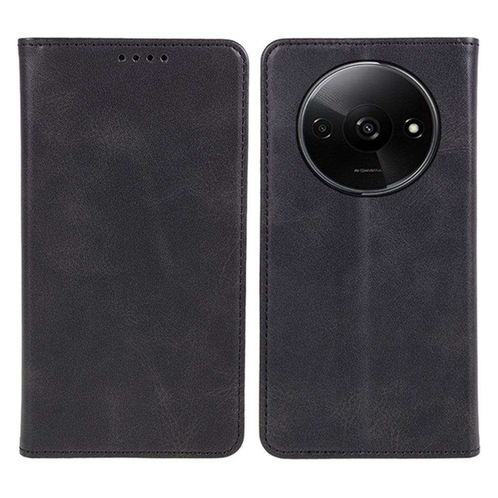 For Xiaomi Redmi A3 4G / Poco C61 4G Leather Phone Case Calf Texture Wallet Cover Magnetic Auto-Absorbed