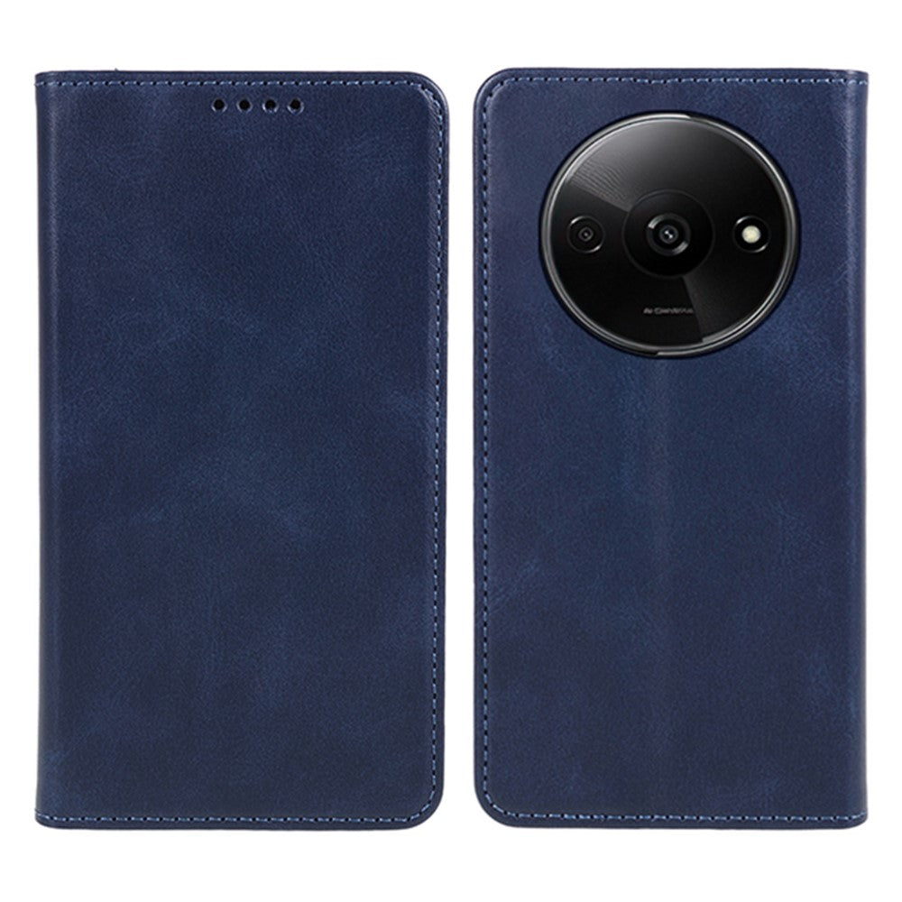 For Xiaomi Redmi A3 4G / Poco C61 4G Leather Phone Case Calf Texture Wallet Cover Magnetic Auto-Absorbed