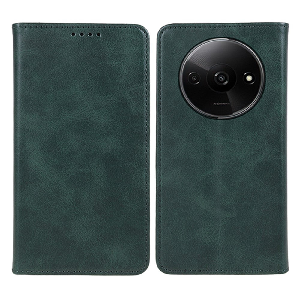 For Xiaomi Redmi A3 4G / Poco C61 4G Leather Phone Case Calf Texture Wallet Cover Magnetic Auto-Absorbed
