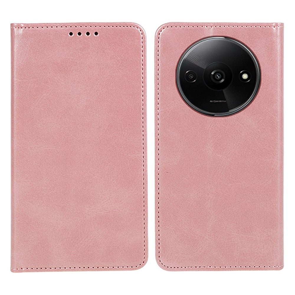 For Xiaomi Redmi A3 4G / Poco C61 4G Leather Phone Case Calf Texture Wallet Cover Magnetic Auto-Absorbed